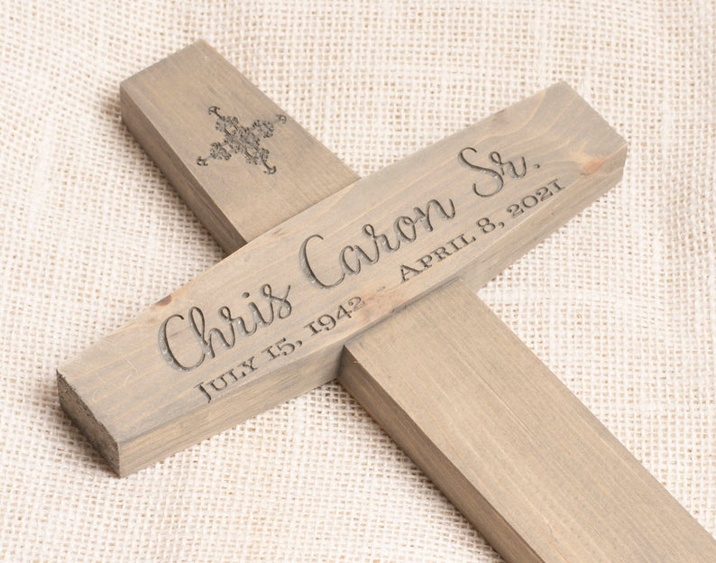 Memorial Cross for Your Loved One | Small Wood Burial Grave Marker | Variety of Styles - Cades and Birch 